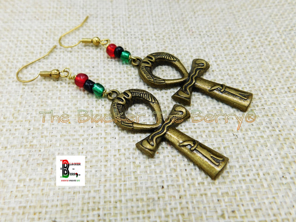Ankh Earrings RBG Pan African Jewelry Ethnic Afrocentric The Blacker The Berry