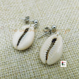 Cowrie Earrings Silver Post Dangle Jewelry Women Small Ethnic Handmade