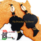 African Earrings Long Women Silhouette Jewelry Black Handmade Hand Painted