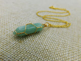 Stone Wrapped Necklace Aventurine Green Women Adjustable Jewelry Black Owned