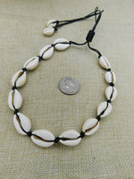 Cowrie Shell Necklace Ethnic Jewelry Adjustable Black Choker