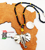 Elephant Necklace Women Jewelry Black Yellow Beaded Ethnic