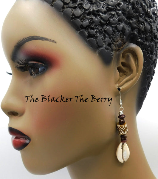 African Cowrie Shell Beaded Earrings Women Jewelry