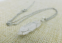 Stone Wrapped Necklace White Crystal Silver Women Adjustable Jewelry Black Owned