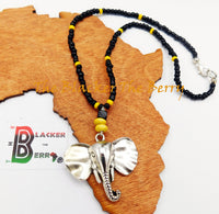 Elephant Necklace Women Jewelry Black Yellow Beaded Ethnic