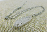 Stone Wrapped Necklace White Crystal Silver Women Adjustable Jewelry Black Owned