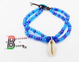 Ethnic Anklet Cowrie Shell Blue Beaded Jewelry Women