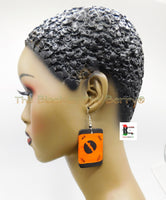 African Earring Orange Black Hand Painted The Blacker The Berry®