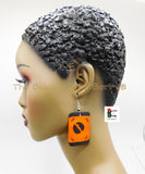 African Earring Orange Black Hand Painted The Blacker The Berry®