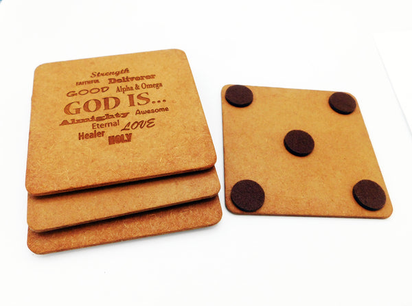 Christian Coasters Wooden Handmade Square Home Decor Set of 4