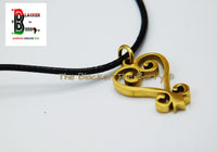 Sankofa Charm African Adinkra Gold Jewelry Black Necklace Adjustable