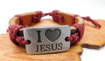 I Love Jesus Bracelet Adjustable Jewelry Gift Ideas Burgundy