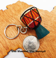 African Drum Keychain Car Accessories Gift Ideas Blue Djembe