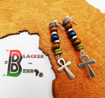 Ankh Earrings Post Jewelry Women Beaded Silver Wooden