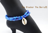 Ethnic Anklet Cowrie Shell Blue Beaded Jewelry Women