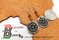 Sunflower Earrings Pewter Handmade Gift Ideas for Her Women Dangle Jewelry