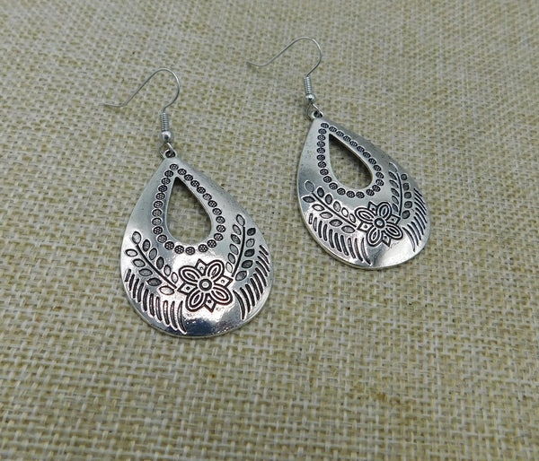 Silver Teardrop Fashion Earrings Antique Jewelry Women Black Owned