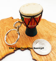 African Drum Keychain Car Accessories Gift Ideas Blue Djembe