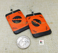 African Earring Orange Black Hand Painted The Blacker The Berry®
