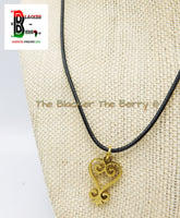 Sankofa Charm African Adinkra Gold Jewelry Black Necklace Adjustable