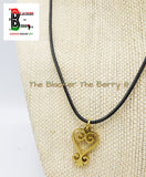 Sankofa Charm African Adinkra Gold Jewelry Black Necklace Adjustable