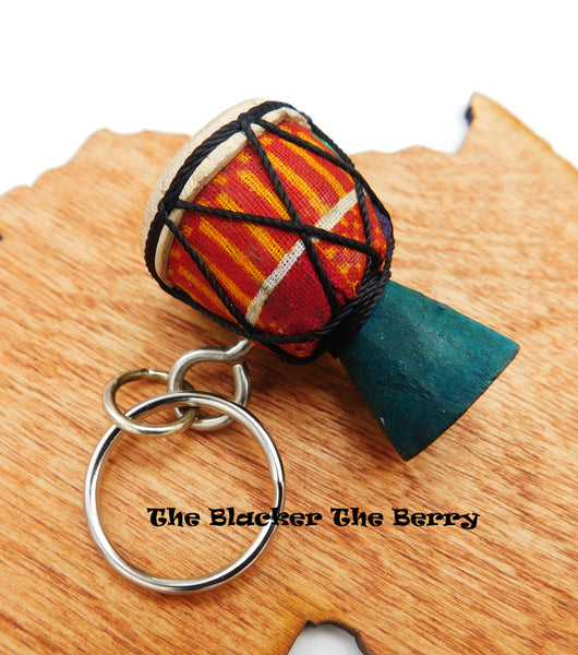 African Drum Keychain Car Accessories Gift Ideas Blue Djembe