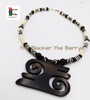 African Men Necklace Adinkra Kwatakye Jewelry Beaded Handmade