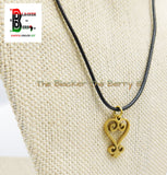 Sankofa Charm African Adinkra Gold Jewelry Black Necklace Adjustable