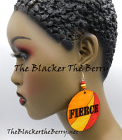 Fierce Earrings Hand Painted Red Yellow Orange Black Owned Business