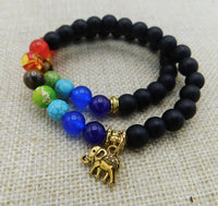 Elephant Bracelet Beaded Black Jewelry Colorful 2 Piece