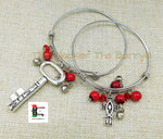 Jesus Bracelets Silver Red Women Beaded Charm Jewelry Stainless Steel