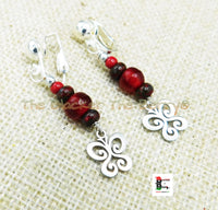 Stainless Steel Butterfly Clip On Earrings Beaded Red Jewelry Non Pierced