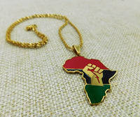 Africa Necklace Chain Fist Gold Men Women Adjustable Jewelry Black Owned