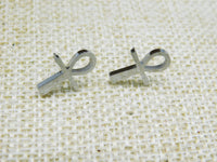 Ankh Stud Earrings Silver Stainless Steel Jewelry