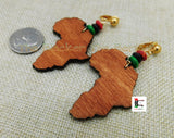Africa Clip On Earrings Brown RBG Wooden Non Pierced Handmade Jewelry Black Owned