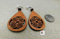 African Adinkra Clip On Earrings Dwennimmen Non Pierced Jewelry