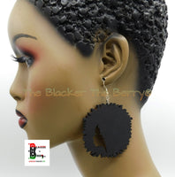 Black Women Earrings Wooden Silhouette Jewelry Hand Painted Jewelry