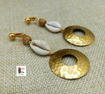Cowrie Earrings Brass Circle Long Dangle Women Jewelry Beaded