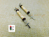 Silver Ankh Earrings Post Jewelry Beaded Brown Cream Women Black Owned