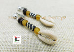 Cowrie Clip On Earrings Ethnic Women Jewelry Handmade Non Pierced Black Owned