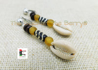 Cowrie Clip On Earrings Ethnic Women Jewelry Handmade Non Pierced Black Owned