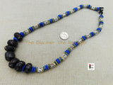 Men Necklaces African Beaded Jewelry Blue Brown Long