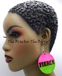 Fierce Earrings Hand Painted Pink Green Black Owned Business