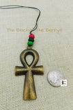 Large Ankh Car Charm Rear Mirror Antique Gold RBG Pan African Black Owned