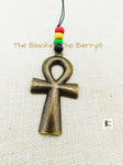 Large Ankh Car Charm Rear Mirror Antique Gold Rasta Black Owned