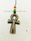 Large Ankh Car Charm Rear Mirror Antique Gold Rasta Black Owned