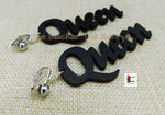 Queen Clip On Earrings Black Wooden Non Pierced Handmade Jewelry Women