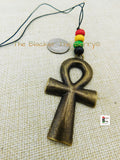 Large Ankh Car Charm Rear Mirror Antique Gold Rasta Black Owned