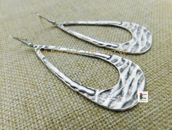 Silver Hoop Earrings Women Jewelry Antique Silver Black Owned