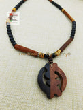 Gye Nyame Necklace Adinkra Africa Wooden Jewelry Beaded Ethnic
